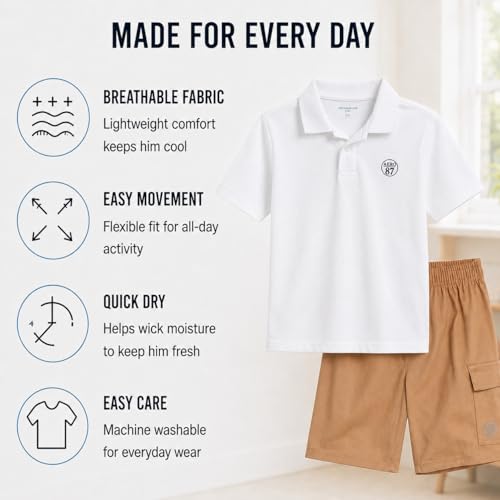 Image of AEROPOSTALE Boys Shorts Set 2 Piece Polo Shirt and Matching Shorts | Structured Collar, Two-Button Placket, Embroidered Logo Detail, Short Sleeve Design
