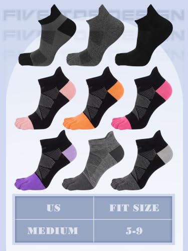Image of Fourluoo 6 Pairs Women Cotton Athletic Toe Socks