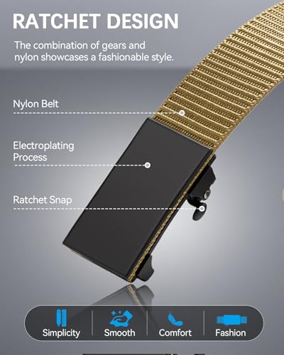 Image of BOSTANTEN Ratchet Web Belt Men, Nylon Golf Adjustable Work Men's Belt with Casual Pants