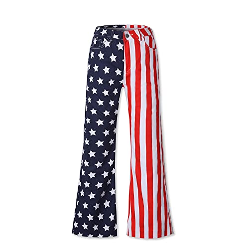Jligbaxidg Mother And Daughter Matching Pants 4Th Of July Outfits Women Girl American Flag Flare Trousers Bell Bottoms Jeans #TOP4