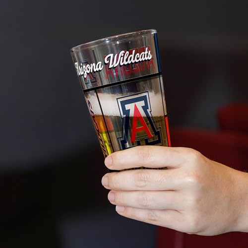 Image of Logo Brands NCAA oz Stained Glass Pint Glass - 3D Embossed Logo & Bold Team Colors - Durable Sports Fan Beer Glass for Home, Bar & Tailgates