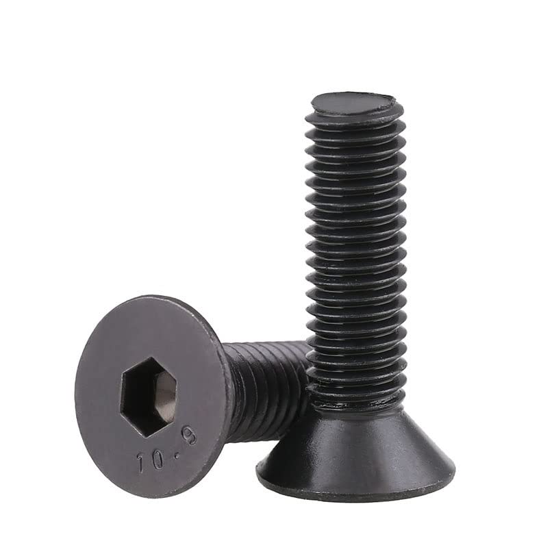 Vis à Tête Hexagonale M5x55mm - Lot De 25, Uxcell, Acier Carbone Noir, Filetage Complet