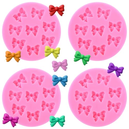 4 PCS Silicone Bow Chocolate Mold, Mini Bow Molds for Chocolate