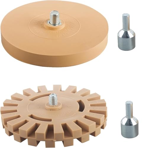 2 Stück Folienradierer, Folienradierer Akkuschrauber, Radierscheibe Gummiradierer Aufkleber Radierer Schlagschrauber Gummi Aufkleber Entferner von Folien und Aufklebern für Oder Auto (100mm + 88mm)