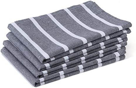 Encasa Tea Towels - Kitchen Dish towels Made With Eco-friendly Cotton & Highly Absorbent For Cleaning, Quick Drying Of Plates & Glasses X-large, 18 x 28 inch|Butcher Black (Set of 12 pieces)
