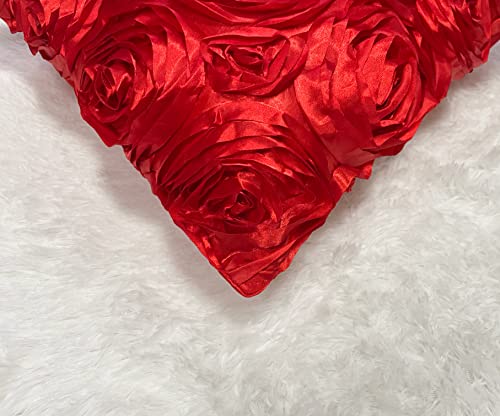 Imaylex Soft Decorative Satin Rose Throw Pillow Covers For Easter Lumbar Fall Sofa Couch Bed Cushion Case, Living Room Bedroom Wedding Party Halloween Car Decor, Set Of 2, 16'' X 16'', Wine Red #TOP3