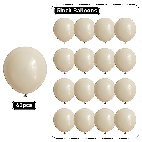 Image of White Sand Balloons 60pcs 5inch Small Beige Balloon for Balloon Garland Arch 5'' Round Mini Neutral Cream Nude Latex Balloon for Birthday Party Decoration DIY Baby Shower Wedding Annversary