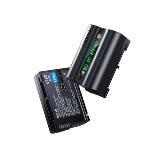 llano 2-Pack 2600mAh Aurora USB-C EN-EL15C Battery for Nikon Z8 ZR Zf Z6III D850 Z7II Z6II Z7 Z6 D7500 D750 Z5 D7200 D7100 D810 Cameras Instant Power Display Fully decoded