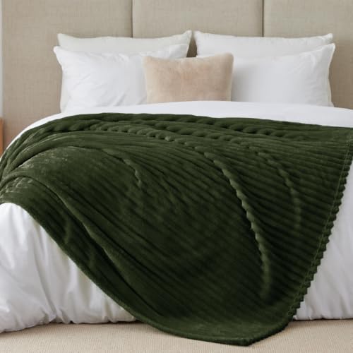 Image of BEDELITE Ribbe Blankets Queen Size for Bed, Olive Green, 90 inchx90 inch