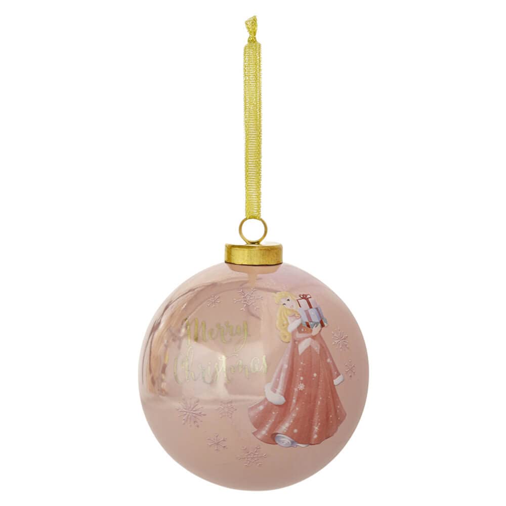 Disney Gold,Pink Gifts Princess Christmas Bauble Aurora Glass Ornament