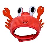 Plush Crab Lobster Frog Pet Costume Hat - Soft Headgear for Dog, Funny Novelty Headwear for Birthday Party Photo Prop (S-D)