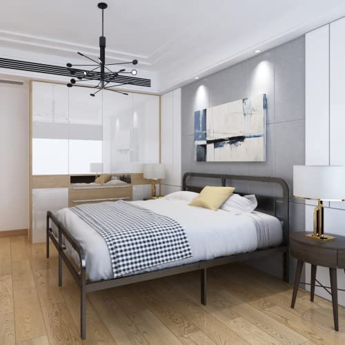 Emiosmt 14 Inch Queen Size Metal Bed Frame With Headboard And Footboard,2500Lbs Heavy Duty Steel Slat Support Platform,No Box Spring Needed,Easy Assembly,Square Tube,Queen Frame #TOP2