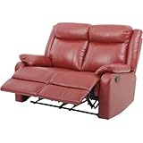 Glory Furniture Ward Faux Leather Double Reclining Loveseat in Red