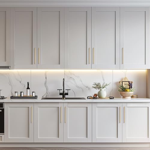 Image of Ravinte Champagne Bronze Kitchen Square Cabinet Handles 10 Inch 20 Pack | Modern Slim Style, Solid Zinc, Square Design, Screws Included, Easy Installation, for Kitchen Drawers & Cupboards