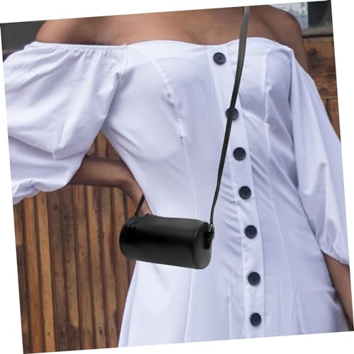 Handbags for Women Chic and Elegant Pu Bag Messenger Crossbody Black Cylinder Pouch Practical Storage Pouch4