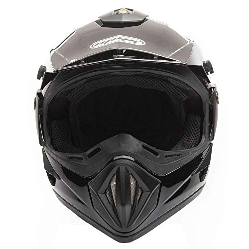 Mmg Adult Motorcycle Off Road Helmet Dot - Mx Atv Dirt Bike Motocross Utv - With Goggles (Large, Shiny Black) #TOP6