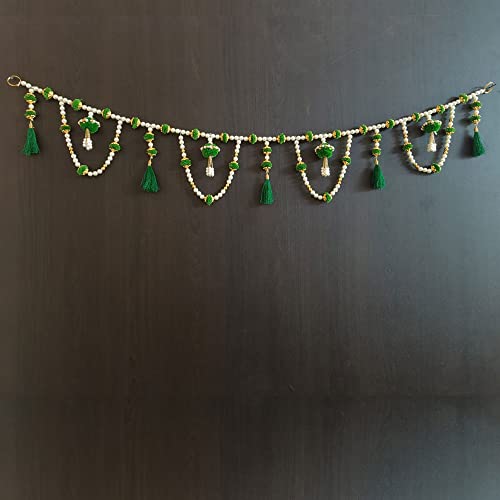 Image of Handmade Door Hanging Round Moti Latkan Style Bandarwal Toran (TMR-19) -Diwali New Year Inauguration Wedding Festival Home Decor Pooja (40 Inch X 6 Inch)