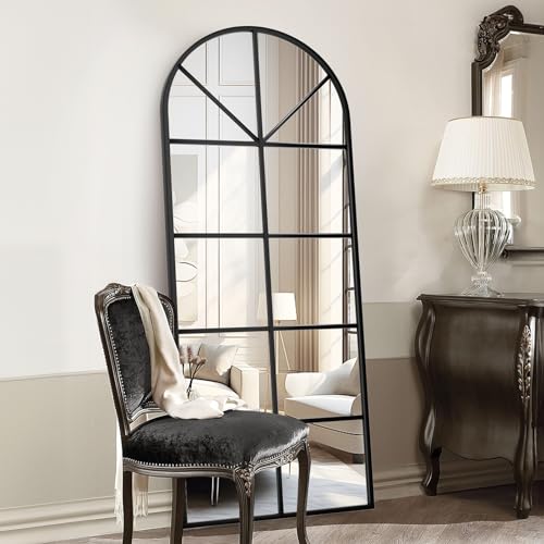 ZMYCZ Floor Full Length Mirror, 71"x32" Large Arched Window Pane
