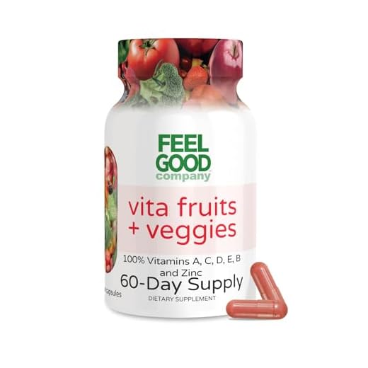 FeelGood Superfoods Vita Fruits and Veggies Dietary Supplement Capsules Made from 25 Superfood Ingredients, Fruit and Vegetable Multivitamin, 60 Count