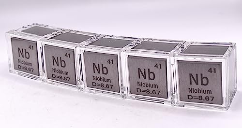 Image of 1 inch 25.4mm Niobium Metal Cube Nb up to 99.9% Pure Periodic Table Element Engraved Density Collection Science Education Display Block Cube + Acrylic Case Box - 1PC