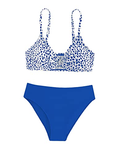 Image of SOLY HUX Girl's Floral Print Bikini Bathing Suits 2 Piece Swimsuits Blue Printed 14Y