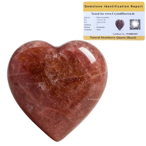 Image of Crystal Heaven Strawberry Quartz Heart Palm Pebbles Stones For Anxiety Stress Relief Massage - Aaa Grade Original Healing Gemstone Agate Heart Palm Stone For Yoga Meditation Spiritual
