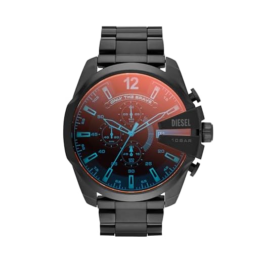 Diesel Men's Mega Chief Quartz Stainless Steel Chronograph Watch, Color: Black (Model: DZ4318)