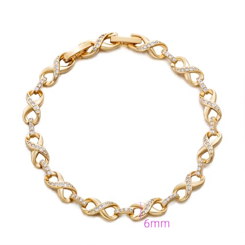 XUPING Gold Infinity Bracelet for Women 14k Gold Plated Tennis Bracelet Cubic Zirconia Rhinestone Dainty Jewelry Gift2