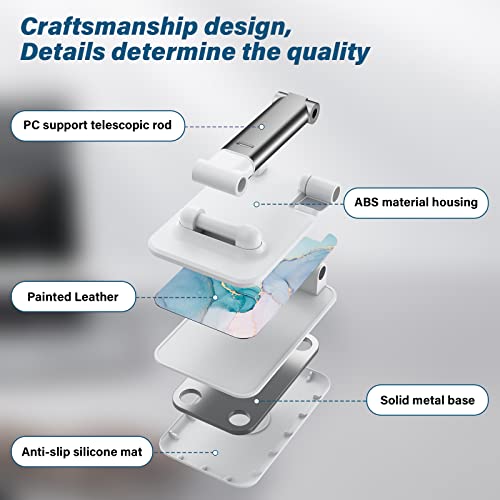 Image of Foldable Phone Stand for Desk?Angle of View Adjustable Cell Phone Stand?Phone Holder for Desk /ipad Stand ?Suitable for iphone, Samsung and Other Smart Phones Desk Accessories Phone Holder?Green Marble