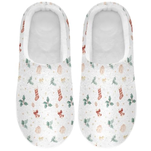 Fuzzy Memory Foam Slippers for Women/Men Socks Gift Box Leaves Pattern Fluffy Winter House Shoes Indoor and Outdoor2