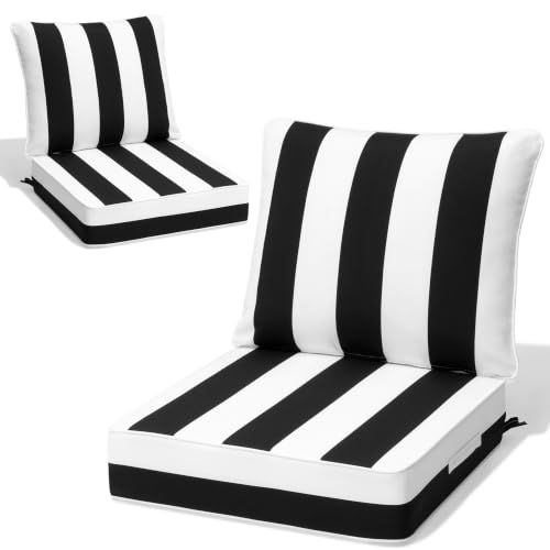 Crestlive Water Resistant Outdoor Deep Seat Cushion Set of 2, 24x24x5.5