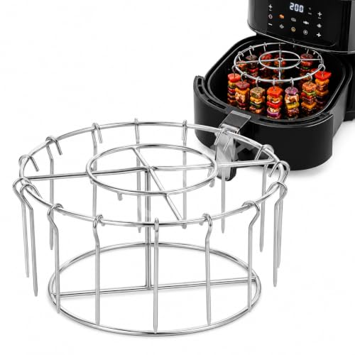 Image of 304 Stainless Steel Air Fryer Grill Rack, 4.2 inch Round Wire BBQ Rack with 24 Skewers, Durable Cooking & Roasting Rack for Air Fryers, Ovens, Grills & Outdoor BBQ