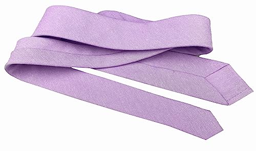 Image of Elfeves Men's Skinny Solid Color Tie Causal Cotton Linen Narrow Slim cut Necktie