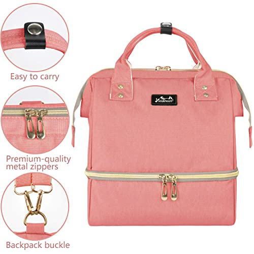 Viedouce Nappy Backpack, Changing Nappy Bag, Lunch Bag Insulated, Picnic Bag For Travel, Waterproof Oxford Baby Travel Diaper Mummy Bag Backpack With Charging Port (Pink 8L) #TOP3