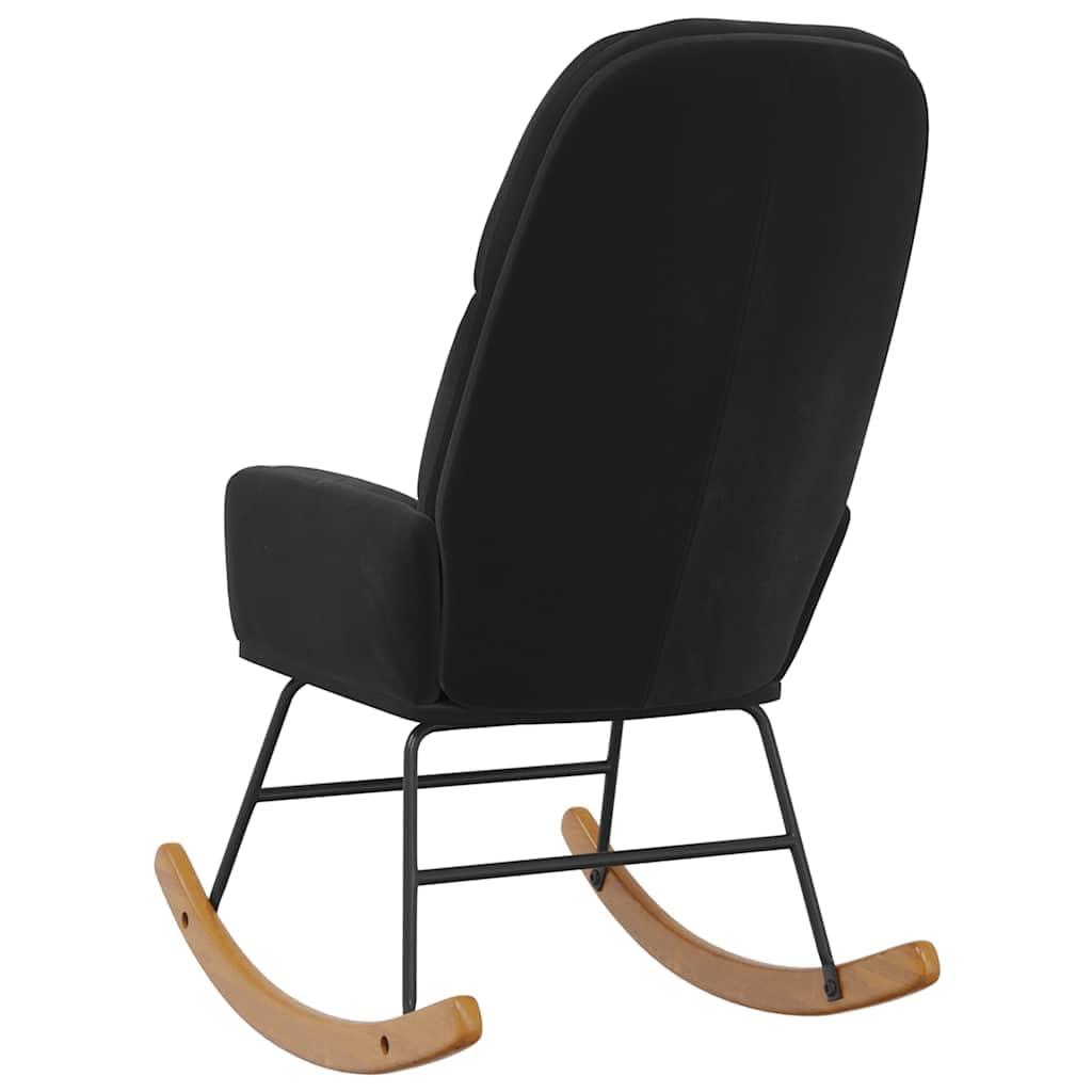 Schaukelstuhl Schwarz Samt - Moderner Relaxsessel mit Polsterung und Metallbeinen, Bequemer Schaukelsessel für Wohnzimmer, Schlafzimmer & Lese-Ecke, Belastbar bis 110kg