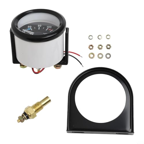 Jauge de température d'eau de voiture 52 mm, instrument LED 12 V avec coque blanche pour plage de 40 à 120 °C, compatible avec différents modèles de voiture et de camion