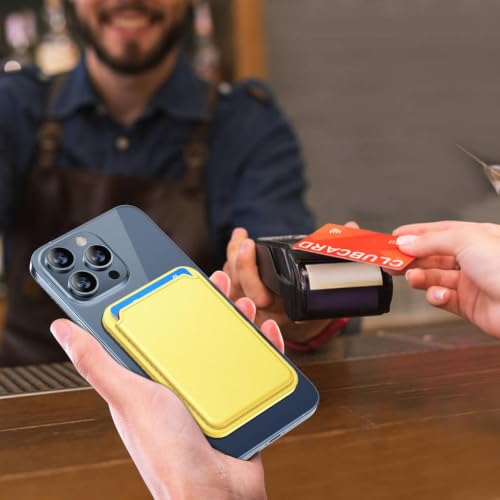 Image of MIDOS Magnetic Card Wallet Holder Designed for MagSafe Compatible with iphone16, iPhone 15, iPhone 14, iPhone 13, iPhone 12 iPhone 17 Series Models (Lemon Yellow)