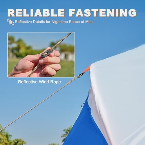 uniHimal Tents for Camping, Waterproof 10 Person Family Tent with Double Layer & 4 Large Mesh Windows, Weather Resistant Easy Setup 2 Room Big Tent for Music Festival, Parties, 18 X 9 X 6.8Ft - Thumbnail 6