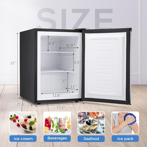 Kismile Upright Freezer,2.1 Cu.ft Mini Freezer with Reversible Single Door,Removable Shelves,Small Freezer with Adjustable Thermostat for Home/Kitchen/Office (Stainless Steel)