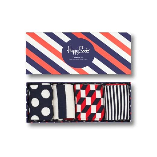 Happy Socks, bunt premium baumwolle Geschenkkarton 4 Paar Socken für Männer und Frauen, Mix Geschenkbox (36-40)