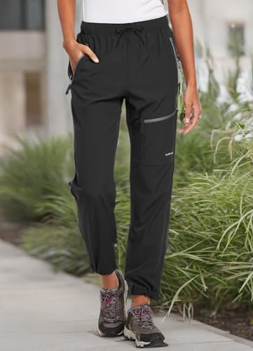 baleaf Pantalones Senderismo Mujer Ligero Pantalones Trekking Secado Rápido Montaña Pantalon Cargo Deportivos con Bolsillos Cremallera UPF50+ Transpirables al Aire Libre Negro S - imagen 8