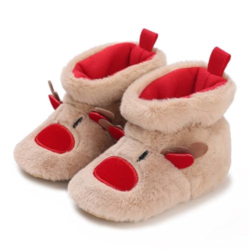 ATMEET Infant Newborn Baby Girls Boys Christmas Boots Soft Sole Crib Fleece Prewalker Shoes Footwear Winter Warm Booties