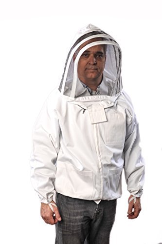 FOREST BEEKEEPING SUPPLY Jacket With Fencing Veil Hood, Professional Premium Beekeeper Jackets (Large)