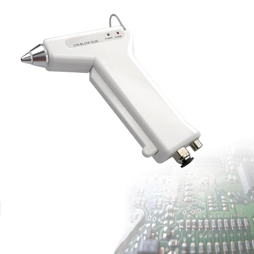 ERICAT Industrial Ionizing Air Gun, Portable Static Eliminator with Abnormal Alarm Function, 0.3 * 0.7mpa Airflow Pressure and 100-400mm Working Distance, Removable Nozzle, for Electronic Repair