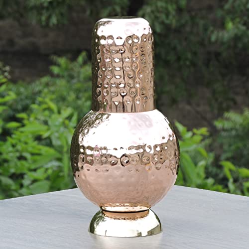 Pure Copper Bed Side Carafe for Ayurveda Health Benefits - 1000 Ml Capacity - Image 2