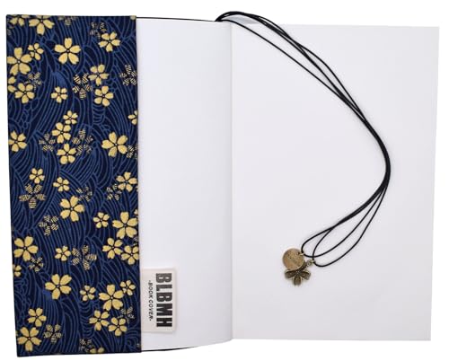 BLBMH Book Covers for Paperbacks Fit for 6x9 inch Adjustable Book Jacket Cover for Women Over 15 Soft Cloth Protector for Notebook Journal - Blue Sakura 9in