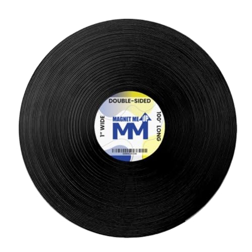 Magnet Me Up Self Adhesive Flexible Double Sided Magnetic Tape, 1 inch Wide, 1/16th inch Thick, 100 ft Long Magnet Roll, Strong Heavy Duty Backing, Used for Crafts, DIY Projects, Organization & More