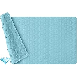 WRISIN Non Slip Bathtub Mat for Bath Tub Shower - 241 Vacuum Suction Cups | 100% Natural Rubber - Unique Diamond Texture - Soft & Safe for Fatigue Relief - Machine Washable - 16 × 28 Inch