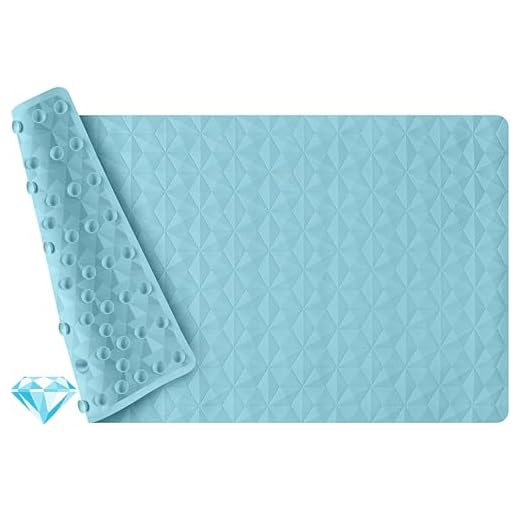 WRISIN Non Slip Bathtub Mat for Bath Tub Shower - Natural Rubber Mat with 241 Suction Cups - Soft Bathroom Safety Mat - Unique Diamond Pattern - Fatigue Relief - Machine Washable - 16 × 28 Inch