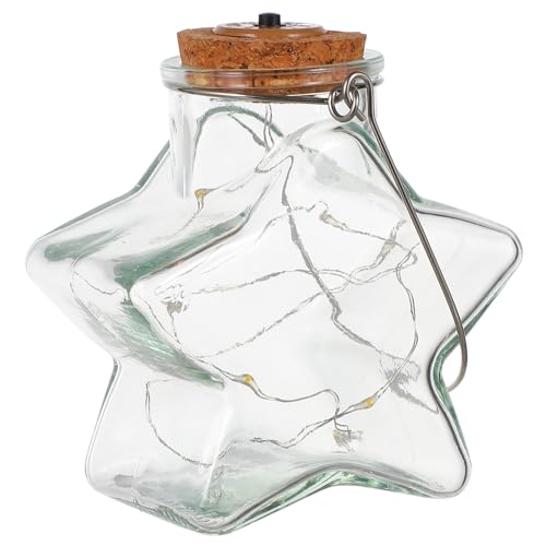 jojofuny Lámpara Colgante Decorativa de Vidrio Luz Cálida Forma de Estrella Botella de Cristal Guirnalda de Luces LED Adecuado para Decoración de Bodas y Ambiente Romántico